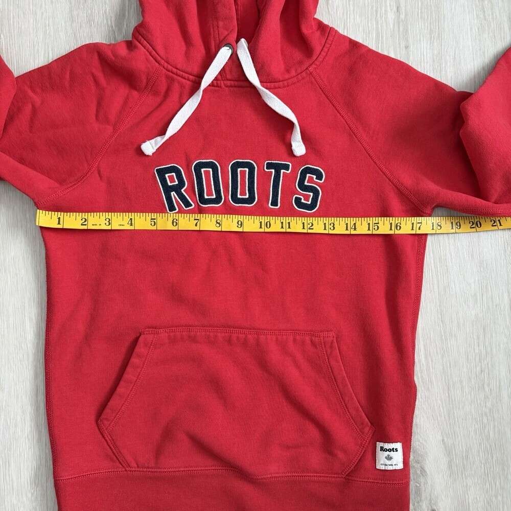 Roots Canada Hoodie Sweatshirt Unisex XXS Pullover Red EUC - Picture 10 of 11